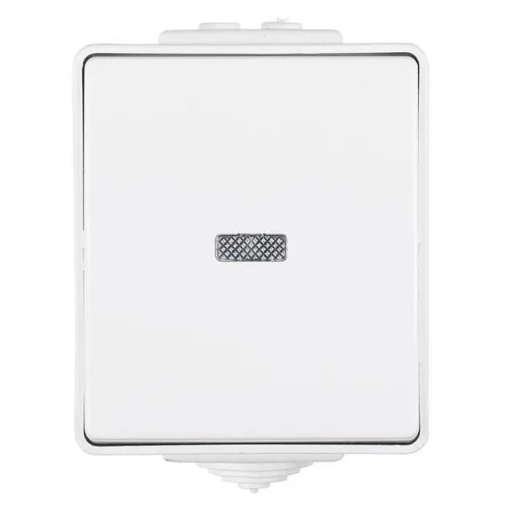 Выключатель одноклавишный с подсветкой герметичный накладной IP65 Efapel Waterproof Белый (48012 CBR)